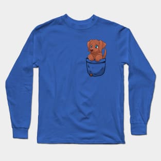 Pocket Cute Chocolate Labrador Long Sleeve T-Shirt